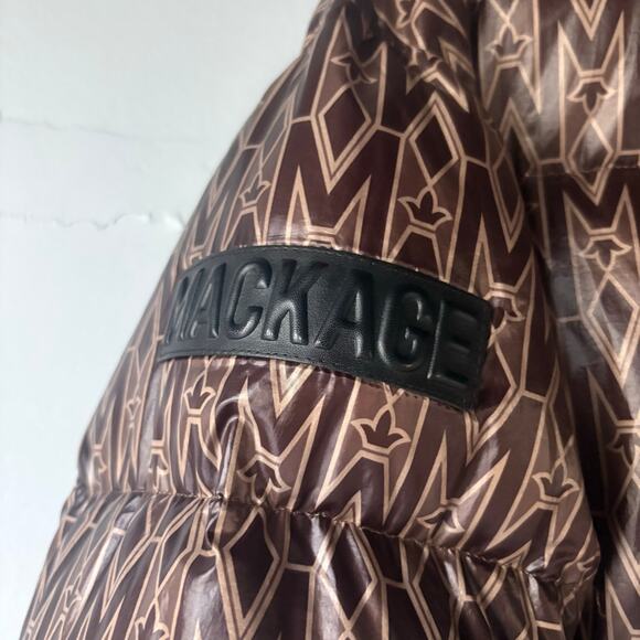 MACKAGE Down Monogram Mylah Puffer Jacket in Brown Size Large - Picture 14 of 14